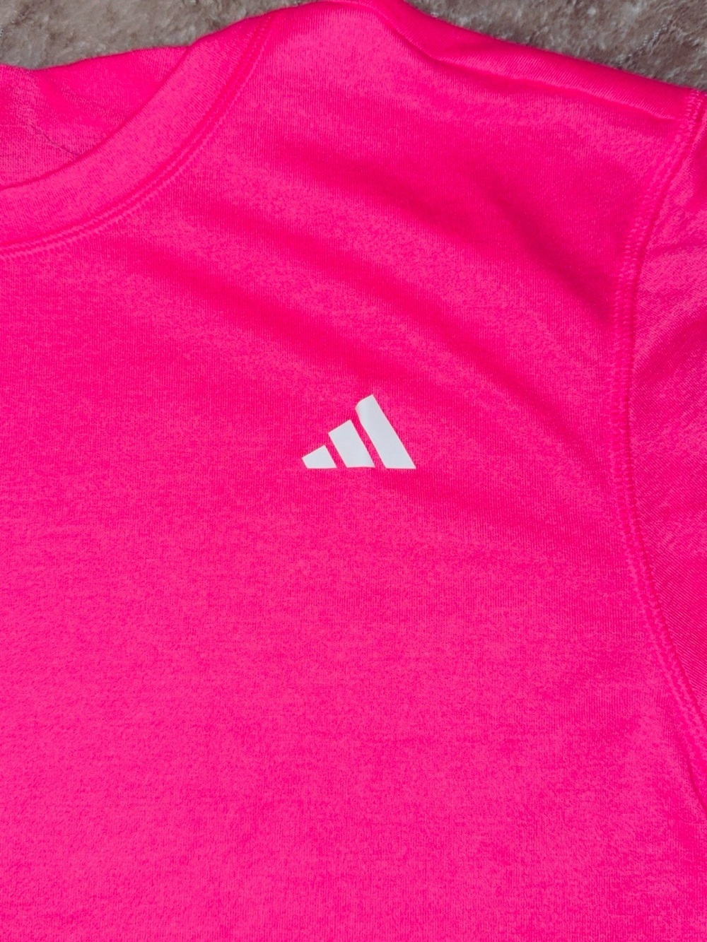 adidas Neon Pink Cropped Athletic Tee - Picture 10 of 16